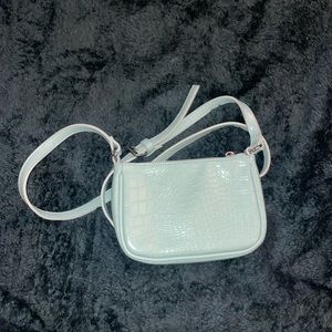 Teal alligator print mini purse